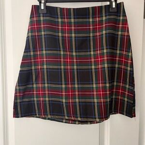 Plaid A-Line Skirt - Red, Green, Yellow